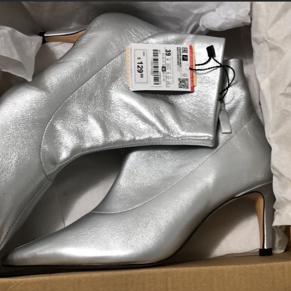 Zara Silver Leather Ankle Booties - Picture 6 of 6